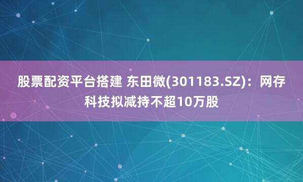 股票配資平臺搭建 東田微(301183.SZ)：網存科技擬減持不超10萬股