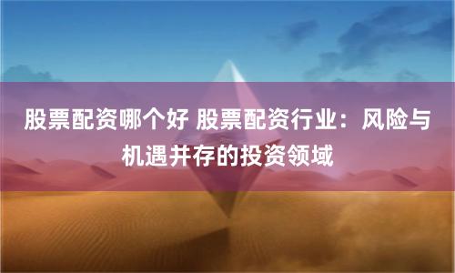 股票配資哪個好 股票配資行業：風險與機遇并存的投資領域