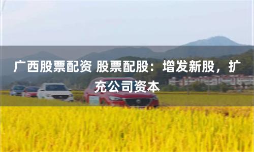 廣西股票配資 股票配股：增發新股，擴充公司資本